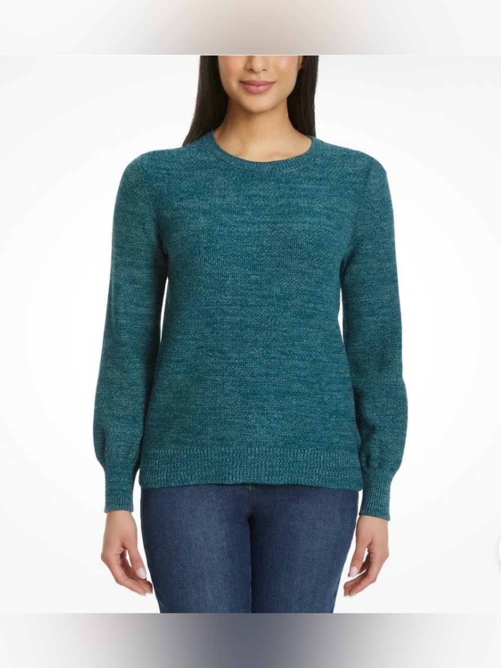 Gloria Vanderbilt Green Crewneck Pullover Sweater